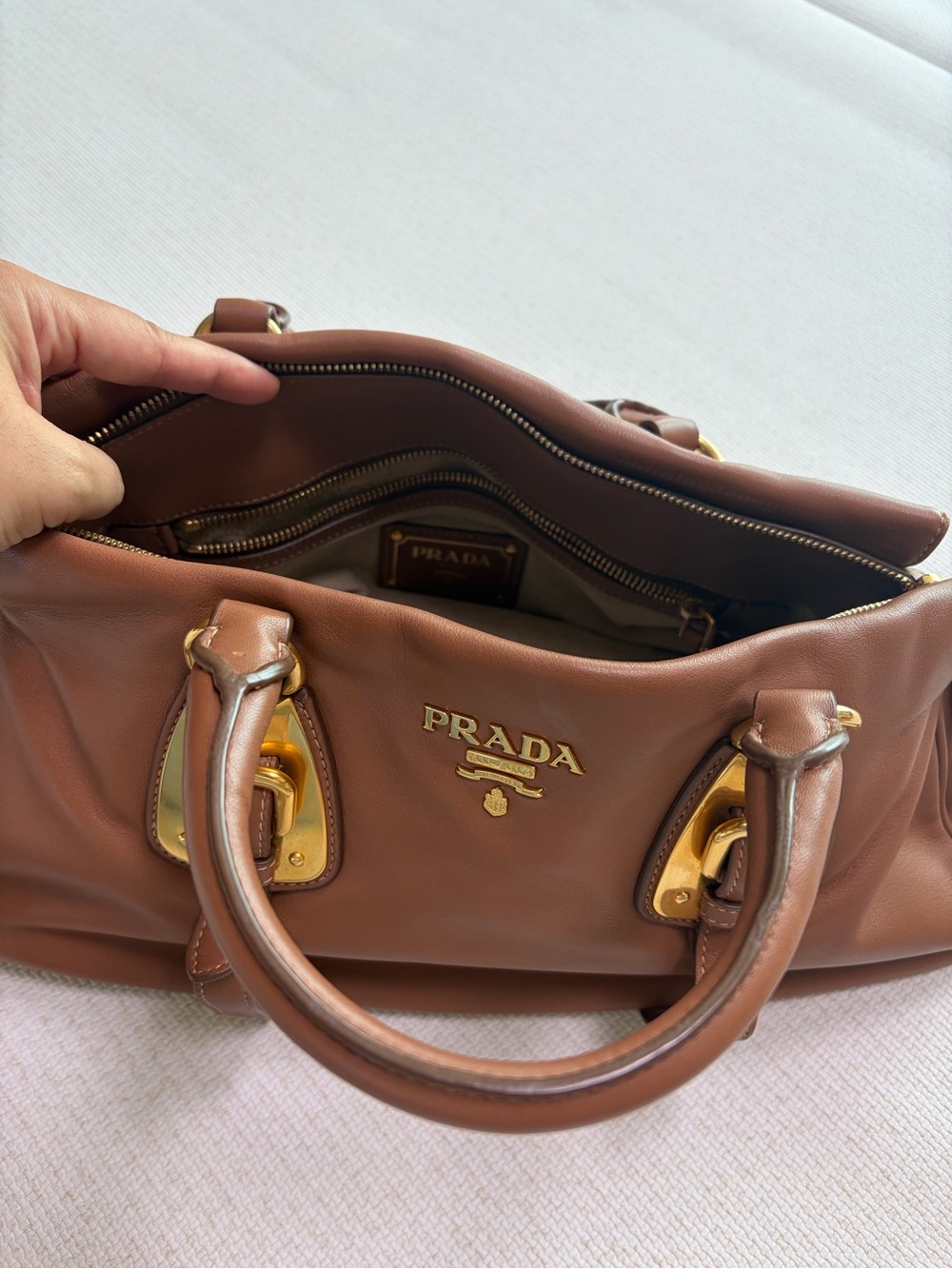 Prada Brown Leather Tote Bag with Adjustable Strap - Picture 10 of 11
